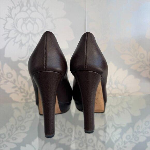 Gucci Brown Leather Heel with Silver Hardware - Size 37.5 - Picture 5 of 7